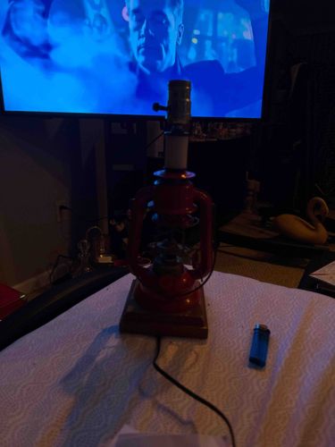 Vintage Red Lantern Novelty Electric Table Lamp