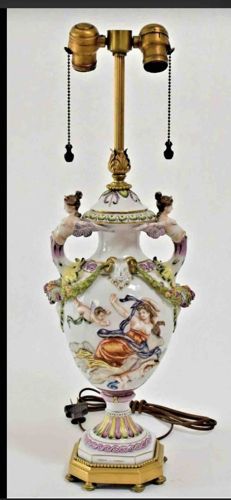 Rococo Revival Porcelain Urn-Form Table Lamp