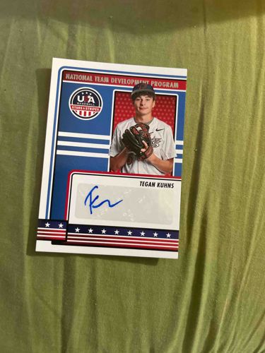 Tegan Kuhns Autographed Baseball Card - National Team Development Program (USA Baseball Stars & Stripes)