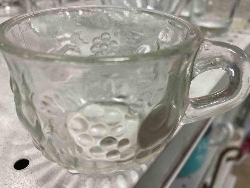 Vintage Harvest Grape Pattern Pressed Glass Punch Cup