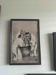 Three Scholars/Monks Examining a Barrel (Framed Print)