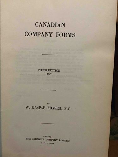 Canadian Company Forms, Third Edition, 1947