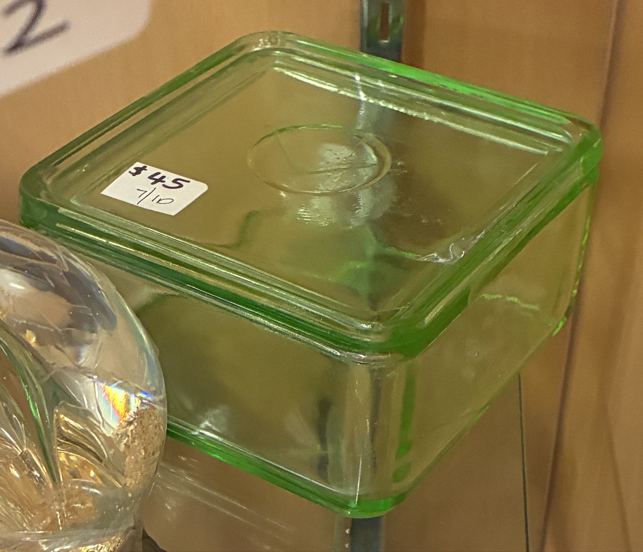 Submitted photo of Green glass refrigerator dish