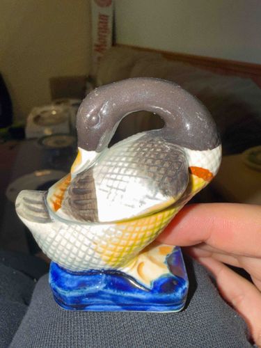 Glazed Ceramic Duck Figurine