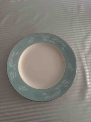 Teal and White Foliage Pattern Dinner Plate