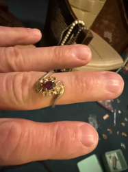 Vintage Gold-Tone Ring with Oval Red Gemstone