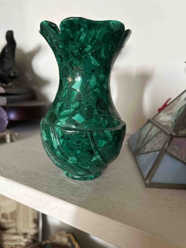 Malachite Carved Flared Vase