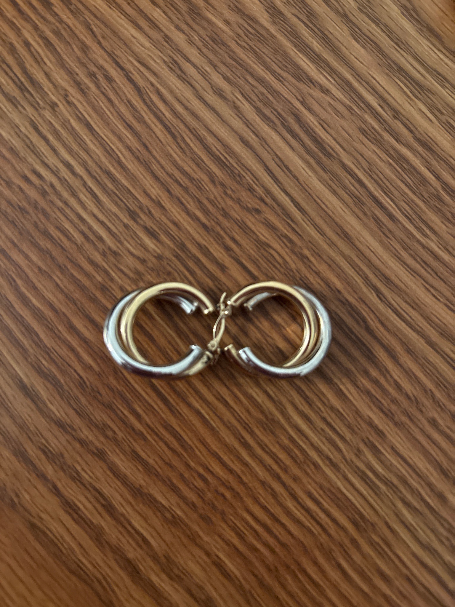 Submitted photo of Tri-color gold hoop earrings (unauthenticated)