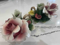 Capodimonte Porcelain Floral Candlestick (part of a pair)