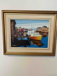 Harbor Scene Oil Painting by M. McDew
