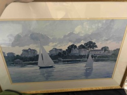 Sailboats on a Coastal Inlet Painting