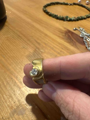 Gold-Toned Bypass Ring with Single Clear Stone