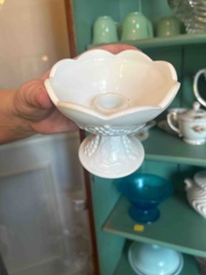 Milk Glass Grape Motif Candle Holder