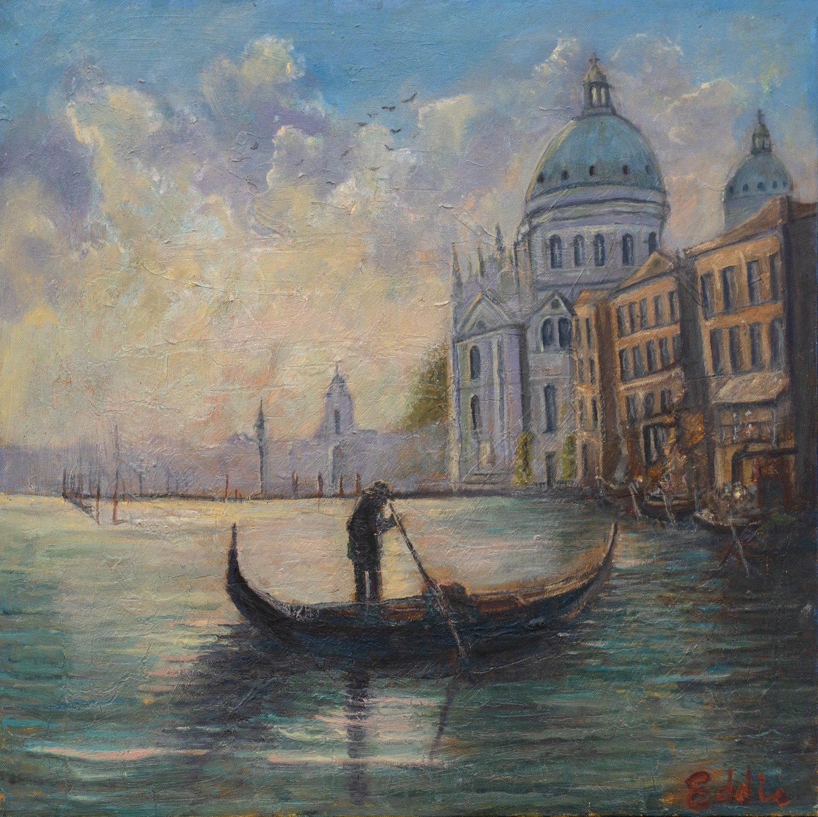 Submitted photo of Oil painting depicting a Venetian canal scene signed 'Eddie'