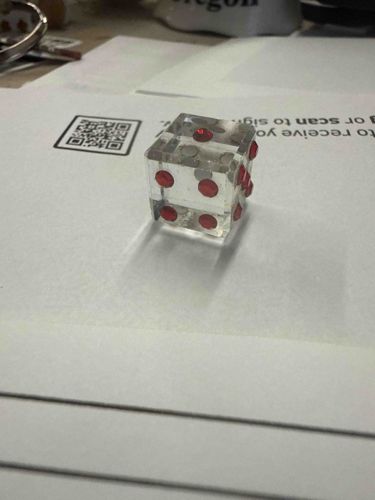 Clear Acrylic Dice with Red Pips