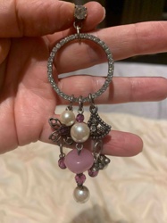 Rhinestone and Multi-Charm Dangle Earring with Faux Pearls