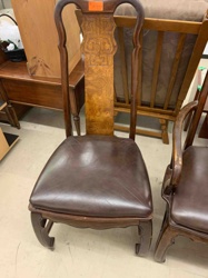 Asian-Inspired Burl Wood Yoke Back Dining Chair