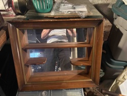 Antiqued Wood Display Shadow Box Mirror