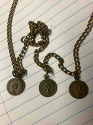 Three Queen Elizabeth II Portrait Charm Bracelets/Necklace Components