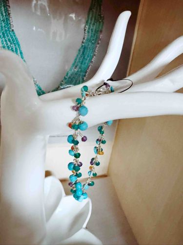 Multi-Gemstone Cluster Bracelet in Sterling Silver