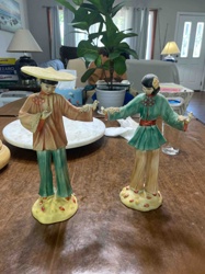 Barbara Loveday Signed Chinese Fine China Fisherman Figurines (Pair)