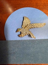 Eagle or Falcon Rhinestone Brooch