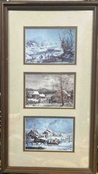 Framed Winter Scene Print Triptych