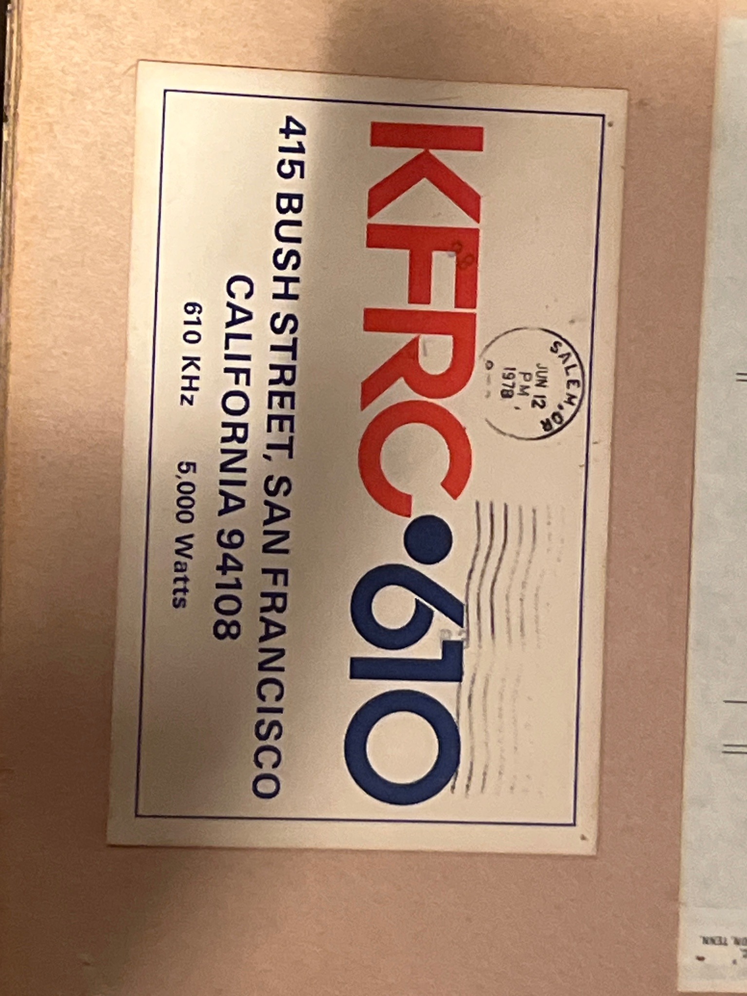 Submitted photo of KFRC 610 Promotional Sticker (unverified)