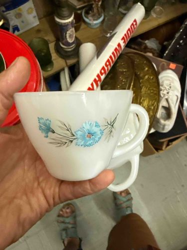 Anchor Hocking Fire-King "Forget Me Not" Milk Glass Teacup