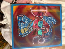 Mixed Media Satirical Canvas Painting