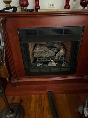 Electric Fireplace with Wooden Mantel
