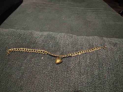 Trifari Gold-Tone Chain Bracelet with Heart Charm