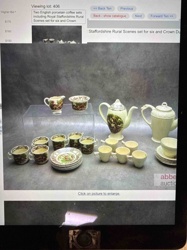 Two English Porcelain Coffee Sets: Royal Staffordshire 'Rural Scenes' and Crown Ducal
