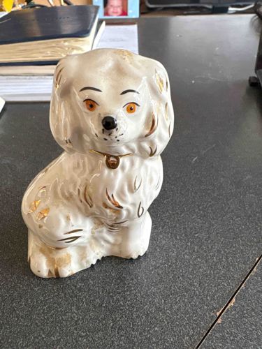 Gilded Ceramic Dog Figurine