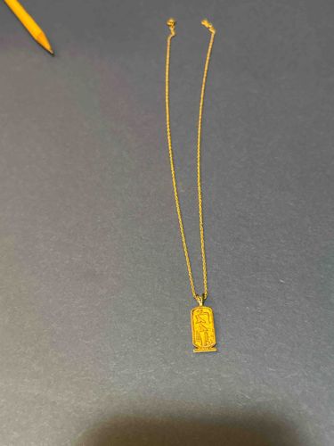 Gold Necklace with Egyptian Cartouche Pendant