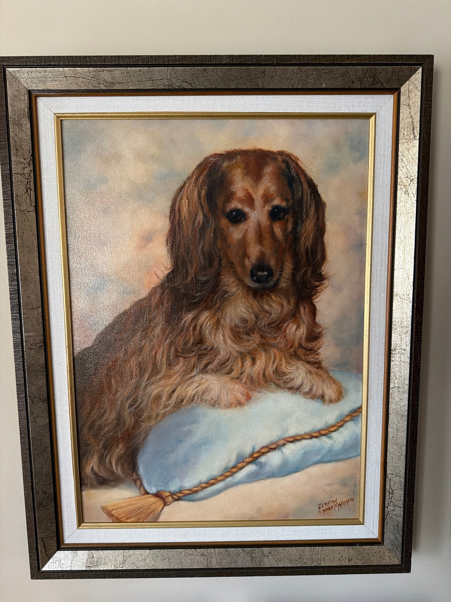 Submitted photo of Oil painting signed 'Zerviah N. Haber Mariano'