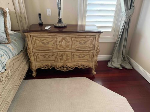 French Rococo Style Two-Drawer Bombe Commode Nightstand