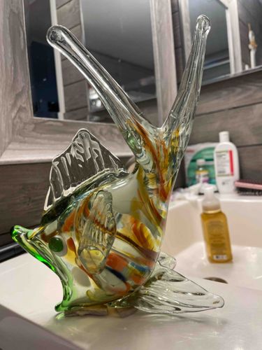 Multi-Colored Murano Style Art Glass Fish Sculpture