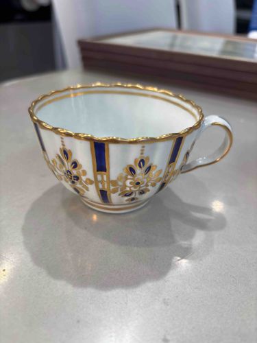 Antique Gilt and Cobalt Porcelain Teacup