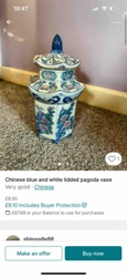 Chinese Blue and White Lidded Pagoda Vase