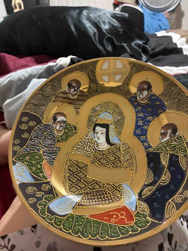 Satsuma Japanese Porcelain Plate with Seated Figures