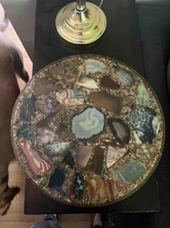 Artisanal Petrified Wood and Agate Inlay Lazy Susan