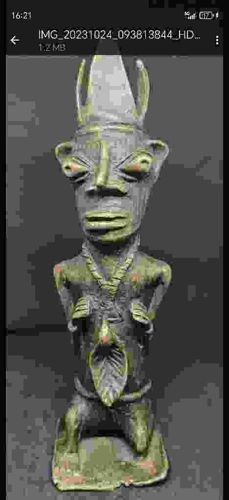 West African Bronze Kneeling Female Figure