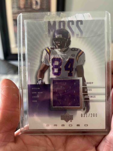 Randy Moss 2000 Upper Deck Graded "Official Game-Used Jersey Card" (Serial Numbered 031/200)