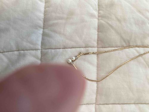 Vintage Two-Stone Pearl and Diamond Accented Gold Necklace