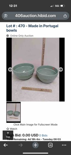 Set of Two Made in Portugal Ceramic Bowls