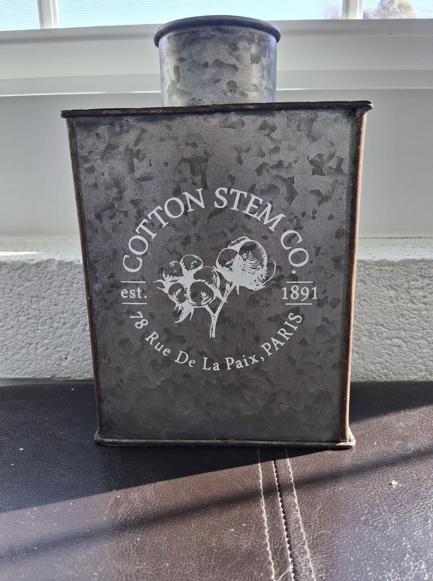 Submitted photo of Galvanized metal decorative container