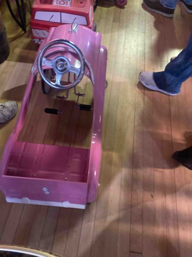 Vintage-Style Pink Metal Pedal Car