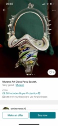 Murano Art Glass Posy Basket