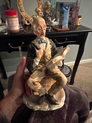 Capodimonte-style Figurine of an Elderly Scholar Reading with a Pipe